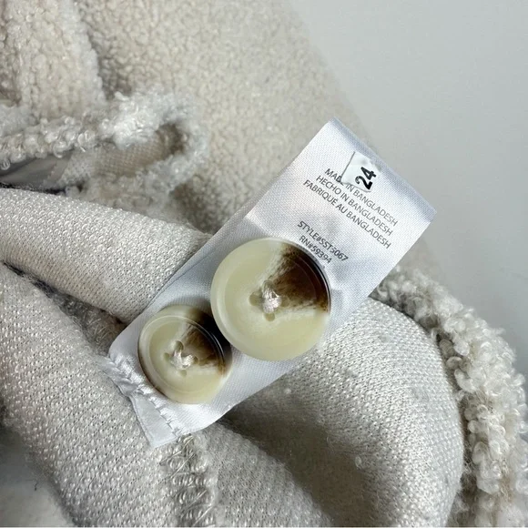 BeachLunchLounge Tory Fleece Jacket Teddy Sherpa Shacket Cream Size Large - Picture 10 of 11